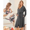 image:imageEkouaer Maternity Nursing Gown and Robe Set Labor Delivery Nightgowns  Birthing Hospital Gowns Skinfriendly Postpartum Clothes Split Front Flap Elastic Waistline Perfect for Pregnant MommasDark Greypink Flower