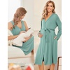 image:imageEkouaer Maternity Nursing Gown and Robe Set Labor Delivery Nightgowns  Birthing Hospital Gowns Skinfriendly Postpartum Clothes Split Front Flap Elastic Waistline Perfect for Pregnant MommasCeladon Green