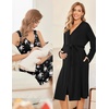 image:imageEkouaer Maternity Nursing Gown and Robe Set Labor Delivery Nightgowns  Birthing Hospital Gowns Skinfriendly Postpartum Clothes Split Front Flap Elastic Waistline Perfect for Pregnant MommasBlack Pink Flower