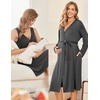 image:imageEkouaer Maternity Nursing Gown and Robe Set Labor Delivery Nightgowns  Birthing Hospital Gowns Skinfriendly Postpartum Clothes Split Front Flap Elastic Waistline Perfect for Pregnant MommasDarkgrey