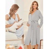 image:imageEkouaer Maternity Nursing Gown and Robe Set Labor Delivery Nightgowns  Birthing Hospital Gowns Skinfriendly Postpartum Clothes Split Front Flap Elastic Waistline Perfect for Pregnant MommasLight Grey Stripe