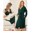 image:imageEkouaer Maternity Nursing Gown and Robe Set Labor Delivery Nightgowns  Birthing Hospital Gowns Skinfriendly Postpartum Clothes Split Front Flap Elastic Waistline Perfect for Pregnant MommasDark Green