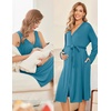 image:imageEkouaer Maternity Nursing Gown and Robe Set Labor Delivery Nightgowns  Birthing Hospital Gowns Skinfriendly Postpartum Clothes Split Front Flap Elastic Waistline Perfect for Pregnant MommasBlue Green