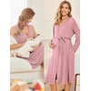 image:imageEkouaer Maternity Nursing Gown and Robe Set Labor Delivery Nightgowns  Birthing Hospital Gowns Skinfriendly Postpartum Clothes Split Front Flap Elastic Waistline Perfect for Pregnant MommasMauve
