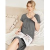image:imageEkouaer Nightgowns for Women Short Sleeve Night Gowns Plus Size Night Shirt  Loungewear Plus Size Night ShirtSoft Sleep ShirtCasual Night dress for SleepingDaily WearBdark Gray