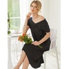 image:imageEkouaer Nightgowns for Women Short Sleeve Night Gowns Plus Size Night Shirt  Loungewear Plus Size Night ShirtSoft Sleep ShirtCasual Night dress for SleepingDaily WearAblack