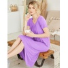 image:imageEkouaer Nightgowns for Women Short Sleeve Night Gowns Plus Size Night Shirt  Loungewear Plus Size Night ShirtSoft Sleep ShirtCasual Night dress for SleepingDaily WearBlight Purple