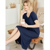 image:imageEkouaer Nightgowns for Women Short Sleeve Night Gowns Plus Size Night Shirt  Loungewear Plus Size Night ShirtSoft Sleep ShirtCasual Night dress for SleepingDaily WearBdark Blue
