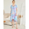image:imageEkouaer Nightgowns for Women Short Sleeve Night Gowns Plus Size Night Shirt  Loungewear Plus Size Night ShirtSoft Sleep ShirtCasual Night dress for SleepingDaily WearTie Dye Blue Purple