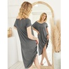 image:imageEkouaer Nightgowns for Women Short Sleeve Night Gowns Plus Size Night Shirt  Loungewear Plus Size Night ShirtSoft Sleep ShirtCasual Night dress for SleepingDaily WearBdark Gray
