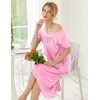 image:imageEkouaer Nightgowns for Women Short Sleeve Night Gowns Plus Size Night Shirt  Loungewear Plus Size Night ShirtSoft Sleep ShirtCasual Night dress for SleepingDaily WearBpink