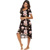 image:imageEkouaer Nightgowns for Women Short Sleeve Night Gowns Plus Size Night Shirt  Loungewear Plus Size Night ShirtSoft Sleep ShirtCasual Night dress for SleepingDaily WearCblackflower Pat2