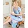 image:imageEkouaer Nightgowns for Women Short Sleeve Night Gowns Plus Size Night Shirt  Loungewear Plus Size Night ShirtSoft Sleep ShirtCasual Night dress for SleepingDaily WearTie Dye Blue Purple