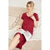 image:imageEkouaer Nightgowns for Women Short Sleeve Night Gowns Plus Size Night Shirt  Loungewear Plus Size Night ShirtSoft Sleep ShirtCasual Night dress for SleepingDaily WearBwine Red