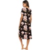 image:imageEkouaer Nightgowns for Women Short Sleeve Night Gowns Plus Size Night Shirt  Loungewear Plus Size Night ShirtSoft Sleep ShirtCasual Night dress for SleepingDaily WearCblackflower Pat2