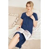 image:imageEkouaer Nightgowns for Women Short Sleeve Night Gowns Plus Size Night Shirt  Loungewear Plus Size Night ShirtSoft Sleep ShirtCasual Night dress for SleepingDaily WearAnavy Blue