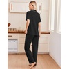 image:imageEkouaer Pajamas for Women Set Button Up Soft Pjs Short Sleeve Lounge Sets  Cute Ruffle SleeveNotch CollarSide PocketsComfy Lightweight FabricIdeal for Daily WearPostpartumPartyBlack