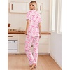 image:imageEkouaer Pajamas for Women Set Button Up Soft Pjs Short Sleeve Lounge Sets  Cute Ruffle SleeveNotch CollarSide PocketsComfy Lightweight FabricIdeal for Daily WearPostpartumPartyPink Stripes Bow