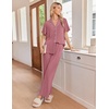 image:imageEkouaer Pajamas for Women Set Button Up Soft Pjs Short Sleeve Lounge Sets  Cute Ruffle SleeveNotch CollarSide PocketsComfy Lightweight FabricIdeal for Daily WearPostpartumPartyOld Rose