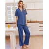 image:imageEkouaer Pajamas for Women Set Button Up Soft Pjs Short Sleeve Lounge Sets  Cute Ruffle SleeveNotch CollarSide PocketsComfy Lightweight FabricIdeal for Daily WearPostpartumPartyNavy Blue