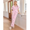 image:imageEkouaer Pajamas for Women Set Button Up Soft Pjs Short Sleeve Lounge Sets  Cute Ruffle SleeveNotch CollarSide PocketsComfy Lightweight FabricIdeal for Daily WearPostpartumPartyPink Stripes Bow