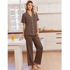 image:imageEkouaer Pajamas for Women Set Button Up Soft Pjs Short Sleeve Lounge Sets  Cute Ruffle SleeveNotch CollarSide PocketsComfy Lightweight FabricIdeal for Daily WearPostpartumPartyBrown