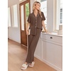 image:imageEkouaer Pajamas for Women Set Button Up Soft Pjs Short Sleeve Lounge Sets  Cute Ruffle SleeveNotch CollarSide PocketsComfy Lightweight FabricIdeal for Daily WearPostpartumPartyBrown