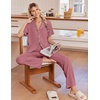 image:imageEkouaer Pajamas for Women Set Button Up Soft Pjs Short Sleeve Lounge Sets  Cute Ruffle SleeveNotch CollarSide PocketsComfy Lightweight FabricIdeal for Daily WearPostpartumPartyOld Rose