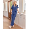 image:imageEkouaer Pajamas for Women Set Button Up Soft Pjs Short Sleeve Lounge Sets  Cute Ruffle SleeveNotch CollarSide PocketsComfy Lightweight FabricIdeal for Daily WearPostpartumPartyNavy Blue
