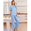 image:imageEkouaer Pajamas for Women Set Button Up Soft Pjs Short Sleeve Lounge Sets  Cute Ruffle SleeveNotch CollarSide PocketsComfy Lightweight FabricIdeal for Daily WearPostpartumPartyLight Blue