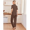 image:imageEkouaer Pajamas for Women Set Button Up Soft Pjs Short Sleeve Lounge Sets  Cute Ruffle SleeveNotch CollarSide PocketsComfy Lightweight FabricIdeal for Daily WearPostpartumPartyBrown