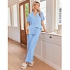 image:imageEkouaer Pajamas for Women Set Button Up Soft Pjs Short Sleeve Lounge Sets  Cute Ruffle SleeveNotch CollarSide PocketsComfy Lightweight FabricIdeal for Daily WearPostpartumPartyLight Blue