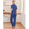 image:imageEkouaer Pajamas for Women Set Button Up Soft Pjs Short Sleeve Lounge Sets  Cute Ruffle SleeveNotch CollarSide PocketsComfy Lightweight FabricIdeal for Daily WearPostpartumPartyNavy Blue