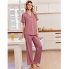 image:imageEkouaer Pajamas for Women Set Button Up Soft Pjs Short Sleeve Lounge Sets  Cute Ruffle SleeveNotch CollarSide PocketsComfy Lightweight FabricIdeal for Daily WearPostpartumPartyOld Rose