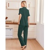 image:imageEkouaer Pajamas for Women Set Button Up Soft Pjs Short Sleeve Lounge Sets  Cute Ruffle SleeveNotch CollarSide PocketsComfy Lightweight FabricIdeal for Daily WearPostpartumPartyDark Green
