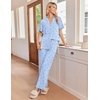 image:imageEkouaer Pajamas for Women Set Button Up Soft Pjs Short Sleeve Lounge Sets  Cute Ruffle SleeveNotch CollarSide PocketsComfy Lightweight FabricIdeal for Daily WearPostpartumPartyBlue Stripes Bow