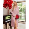 image:imageEkouaer Robe for Women Long Knit Kimono Bathrobe Soft Lightweight Sleepwear  Bath Robe with Pockets Cozy Loungewear 2026 Long Sleeves Inner and Fixed Outer Tie Mid Calf Robe for Sleep Shower TravelPink