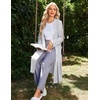 image:imageEkouaer Robe for Women Long Knit Kimono Bathrobe Soft Lightweight Sleepwear  Bath Robe with Pockets Cozy Loungewear 2026 Long Sleeves Inner and Fixed Outer Tie Mid Calf Robe for Sleep Shower TravelLight Gray