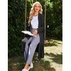 image:imageEkouaer Robe for Women Long Knit Kimono Bathrobe Soft Lightweight Sleepwear  Bath Robe with Pockets Cozy Loungewear 2026 Long Sleeves Inner and Fixed Outer Tie Mid Calf Robe for Sleep Shower TravelBlack
