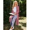 image:imageEkouaer Robe for Women Long Knit Kimono Bathrobe Soft Lightweight Sleepwear  Bath Robe with Pockets Cozy Loungewear 2026 Long Sleeves Inner and Fixed Outer Tie Mid Calf Robe for Sleep Shower TravelWine Red
