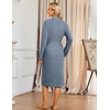 image:imageEkouaer Robe for Women Long Knit Kimono Bathrobe Soft Lightweight Sleepwear  Bath Robe with Pockets Cozy Loungewear 2026 Long Sleeves Inner and Fixed Outer Tie Mid Calf Robe for Sleep Shower TravelHazy Blue