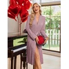 image:imageEkouaer Robe for Women Long Knit Kimono Bathrobe Soft Lightweight Sleepwear  Bath Robe with Pockets Cozy Loungewear 2026 Long Sleeves Inner and Fixed Outer Tie Mid Calf Robe for Sleep Shower TravelDusty Rose