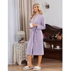 image:imageEkouaer Robe for Women Long Knit Kimono Bathrobe Soft Lightweight Sleepwear  Bath Robe with Pockets Cozy Loungewear 2026 Long Sleeves Inner and Fixed Outer Tie Mid Calf Robe for Sleep Shower TravelLavender