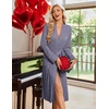 image:imageEkouaer Robe for Women Long Knit Kimono Bathrobe Soft Lightweight Sleepwear  Bath Robe with Pockets Cozy Loungewear 2026 Long Sleeves Inner and Fixed Outer Tie Mid Calf Robe for Sleep Shower TravelNavy