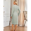 image:imageEkouaer Robe for Women Long Knit Kimono Bathrobe Soft Lightweight Sleepwear  Bath Robe with Pockets Cozy Loungewear 2026 Long Sleeves Inner and Fixed Outer Tie Mid Calf Robe for Sleep Shower TravelLight Green