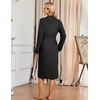 image:imageEkouaer Robe for Women Long Knit Kimono Bathrobe Soft Lightweight Sleepwear  Bath Robe with Pockets Cozy Loungewear 2026 Long Sleeves Inner and Fixed Outer Tie Mid Calf Robe for Sleep Shower TravelBlack