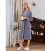 image:imageEkouaer Robe for Women Long Knit Kimono Bathrobe Soft Lightweight Sleepwear  Bath Robe with Pockets Cozy Loungewear 2026 Long Sleeves Inner and Fixed Outer Tie Mid Calf Robe for Sleep Shower TravelNavy