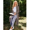 image:imageEkouaer Robe for Women Long Knit Kimono Bathrobe Soft Lightweight Sleepwear  Bath Robe with Pockets Cozy Loungewear 2026 Long Sleeves Inner and Fixed Outer Tie Mid Calf Robe for Sleep Shower TravelCoffee Brown