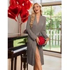 image:imageEkouaer Robe for Women Long Knit Kimono Bathrobe Soft Lightweight Sleepwear  Bath Robe with Pockets Cozy Loungewear 2026 Long Sleeves Inner and Fixed Outer Tie Mid Calf Robe for Sleep Shower TravelCoffee Brown