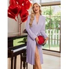 image:imageEkouaer Robe for Women Long Knit Kimono Bathrobe Soft Lightweight Sleepwear  Bath Robe with Pockets Cozy Loungewear 2026 Long Sleeves Inner and Fixed Outer Tie Mid Calf Robe for Sleep Shower TravelLavender